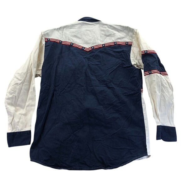 Wrangler Mens Western Shirt Medium Long Sleeve Button Up Patriotic Casual Cotton - Picture 2 of 14